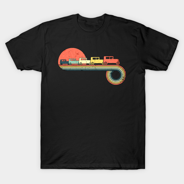 Car Classic 190s Retro Vintage Sunset Rainbow Color T-Shirt