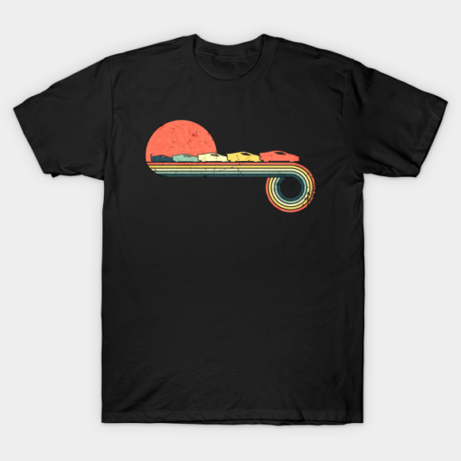 Car Sportscar Retro Vintage Sunset Rainbow Color T-Shirt