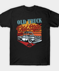Old truck - Old steel - vintage retro 50s car - With vintage retro color background T-Shirt