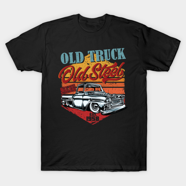 Old truck - Old steel - vintage retro 50s car - With vintage retro color background T-Shirt